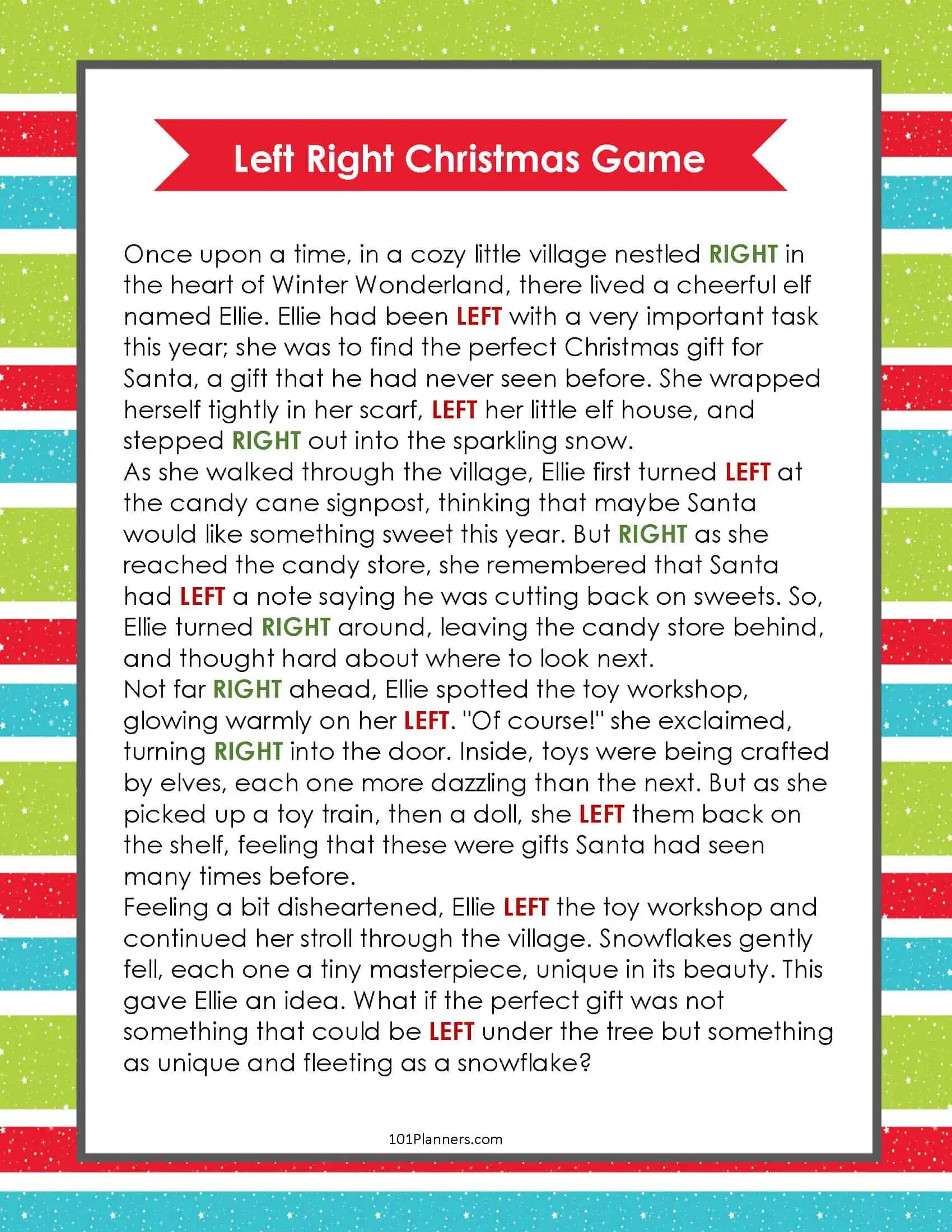 Free Left Right Christmas Game | Ai Personalized Story Creator pertaining to Printable Left and Right Game