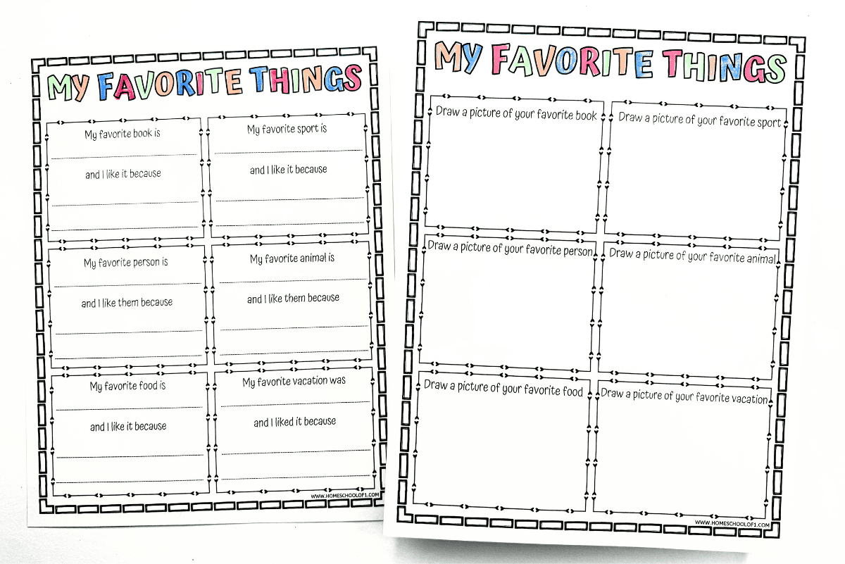 Free My Favorite Things Worksheet intended for Free Printable My Favorite Things Worksheet