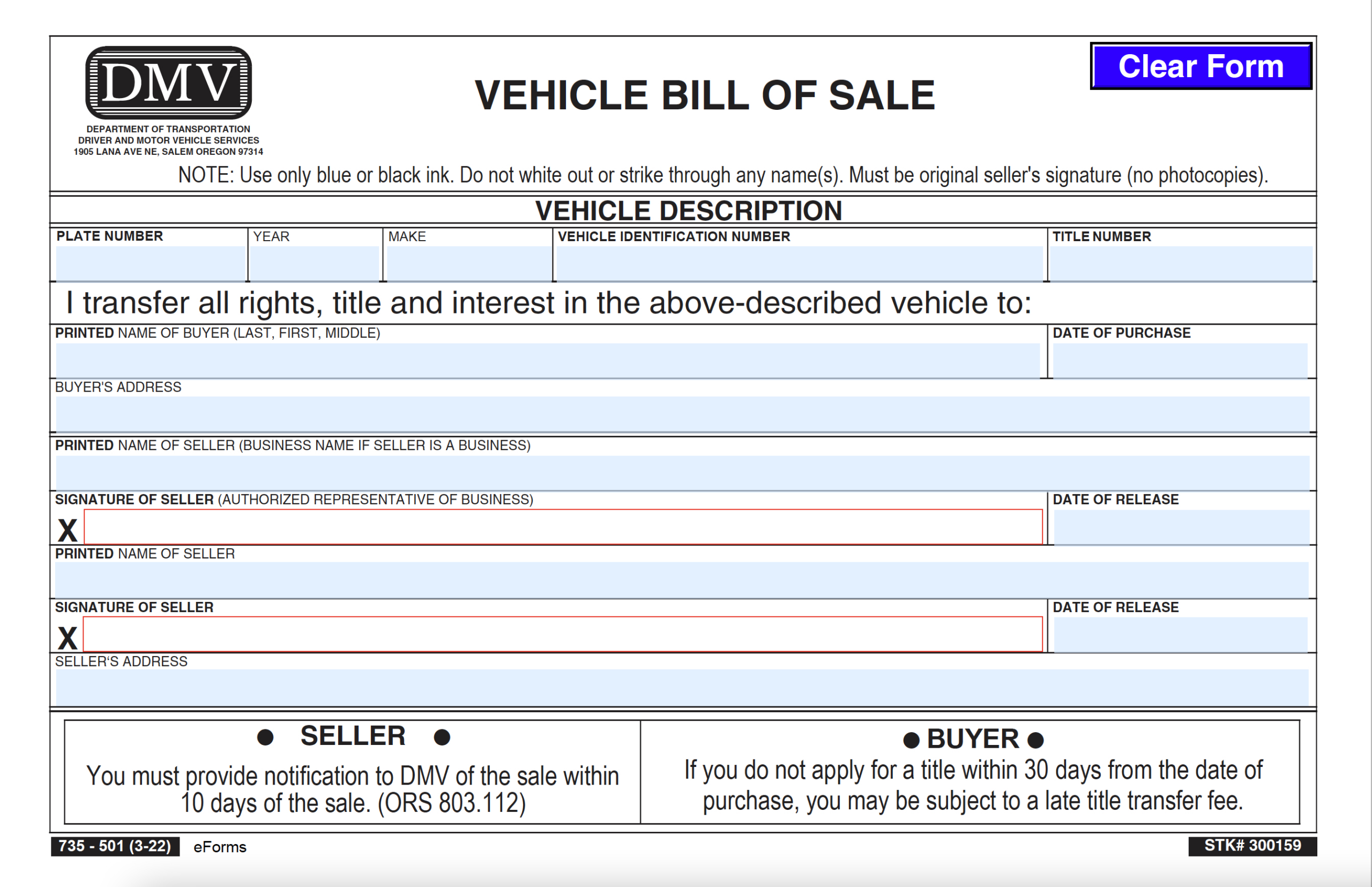 Free Oregon Bill Of Sale Forms (4) - Pdf – Eforms throughout Printable Bill Of Sale Oregon