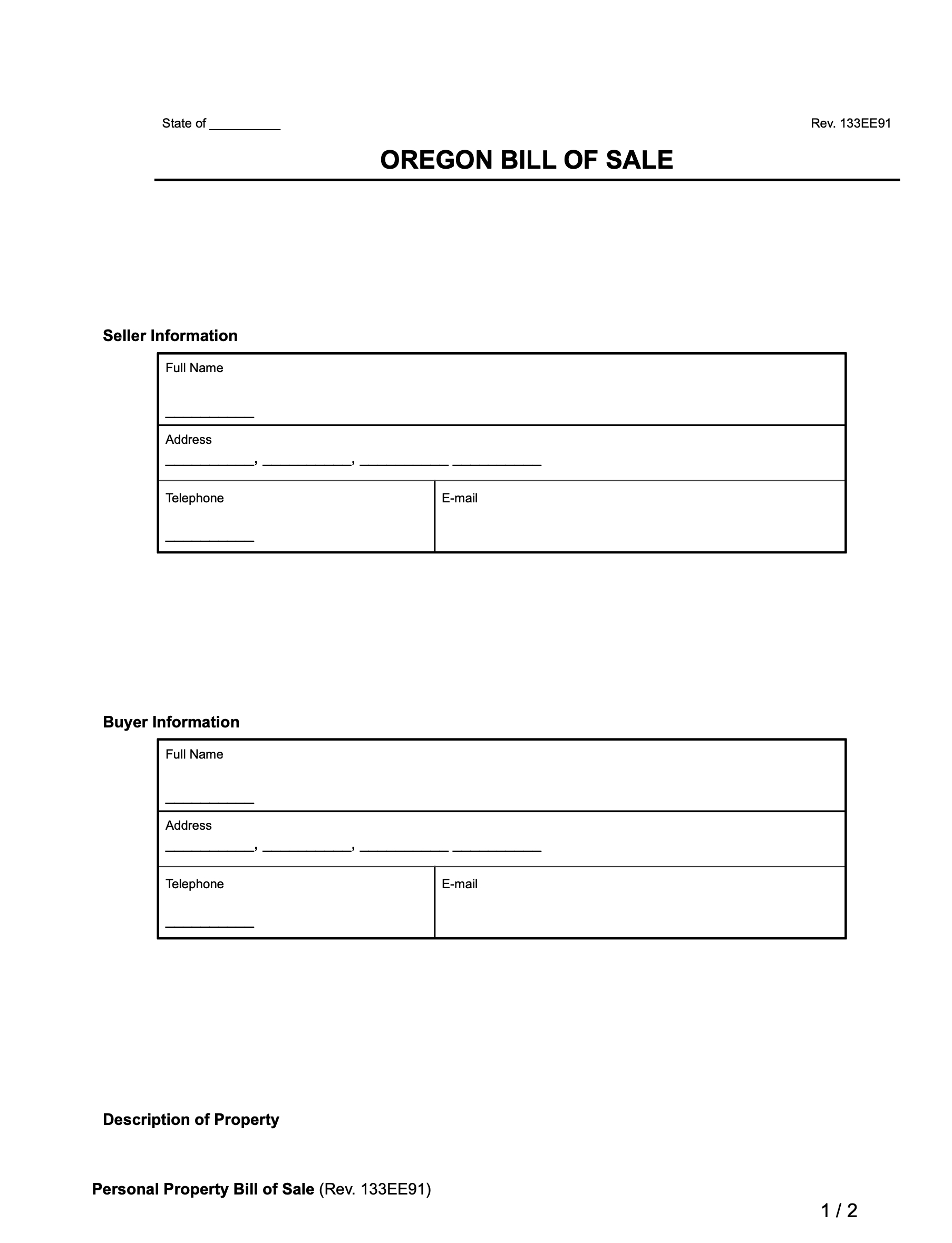 Free Oregon Bill Of Sale Forms | Pdf & Word regarding Printable Bill of Sale Oregon
