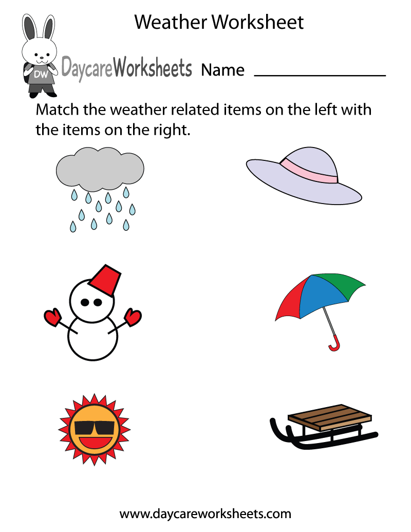 Free Preschool Weather Worksheet within Printable Weather Activities For Preschoolers
