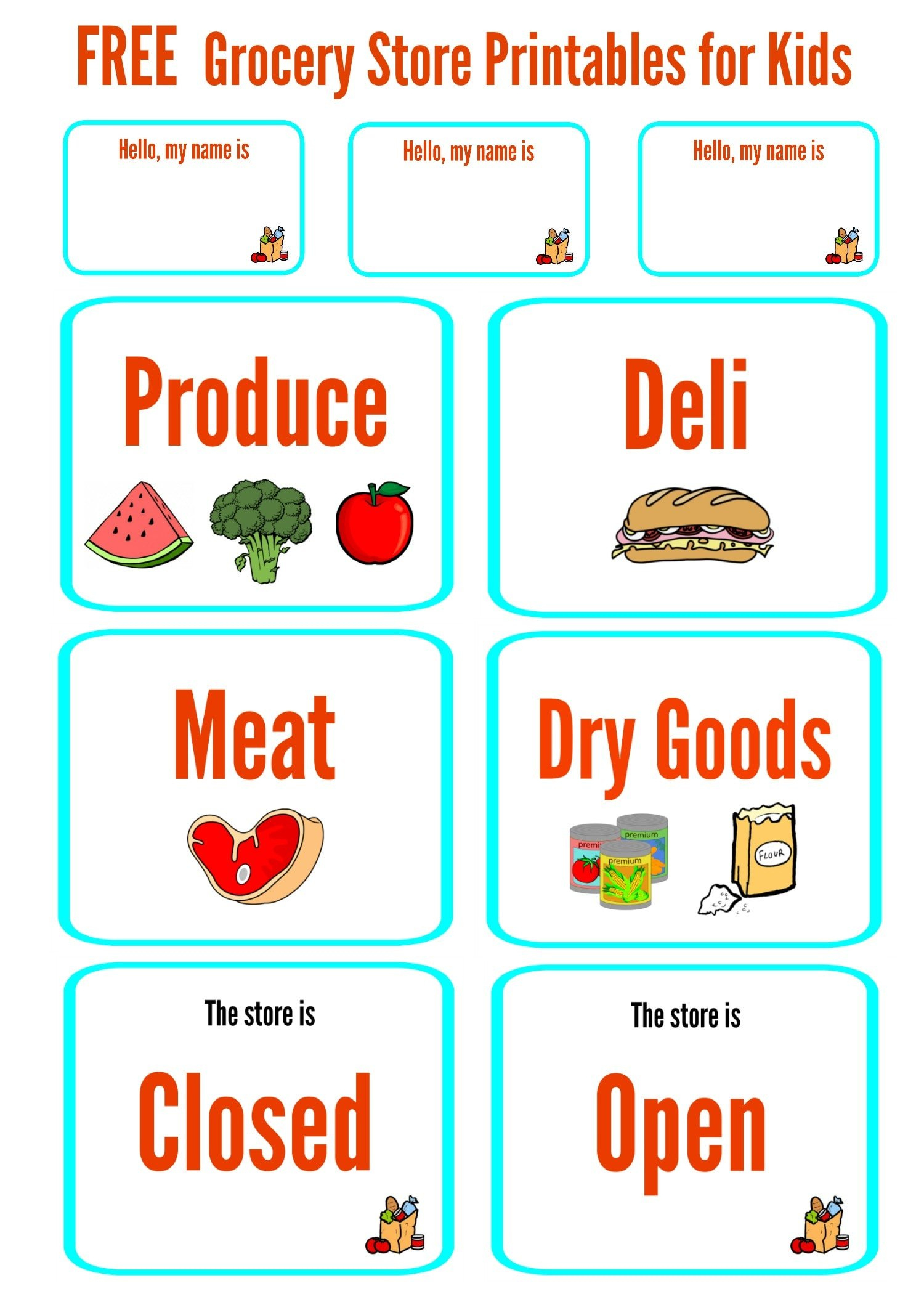 Free Pretend Play Grocery Store Printables For Kids - Make Life Lovely pertaining to Dramatic Play Grocery Store Free Printables