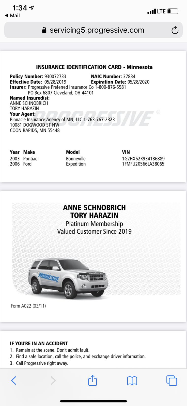Free Printable Auto Insurance Card Template in Fillable Printable Progressive Insurance Card Template