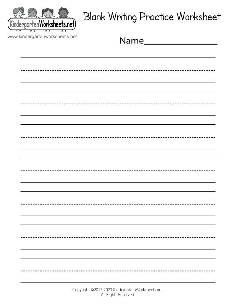 Free Printable Blank Writing Practice Worksheet inside Printable Handwriting Paper For Kindergarten