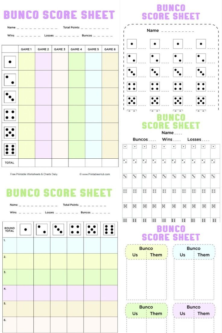 Free Printable Bunco Score Sheets + Table Tally Sheet [Pdf Included] in Downloadable Free Printable Bunco Score Sheets