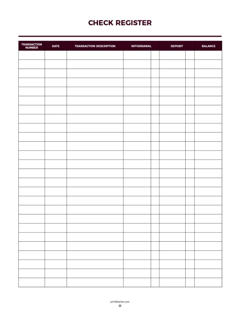 Free Printable Check Registers - 28 Checkbook Ledger Pdfs inside Free Check Register Printable