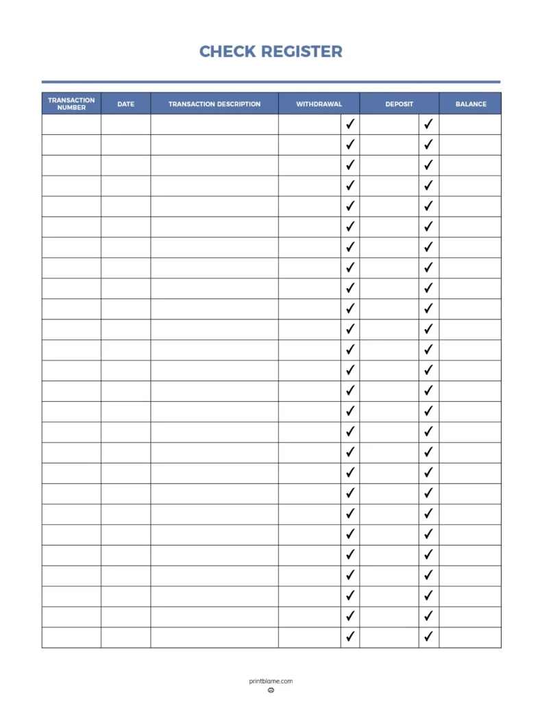 Free Printable Check Registers - 28 Checkbook Ledger Pdfs with Free Check Register Printable