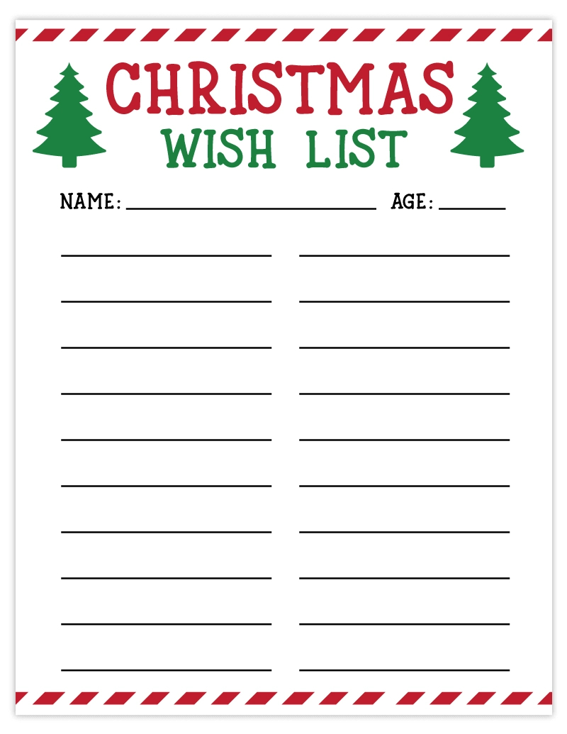Free Printable Christmas List | Wish List For Kids - Pjs And Paint for Santa Claus Wish List Printable Free