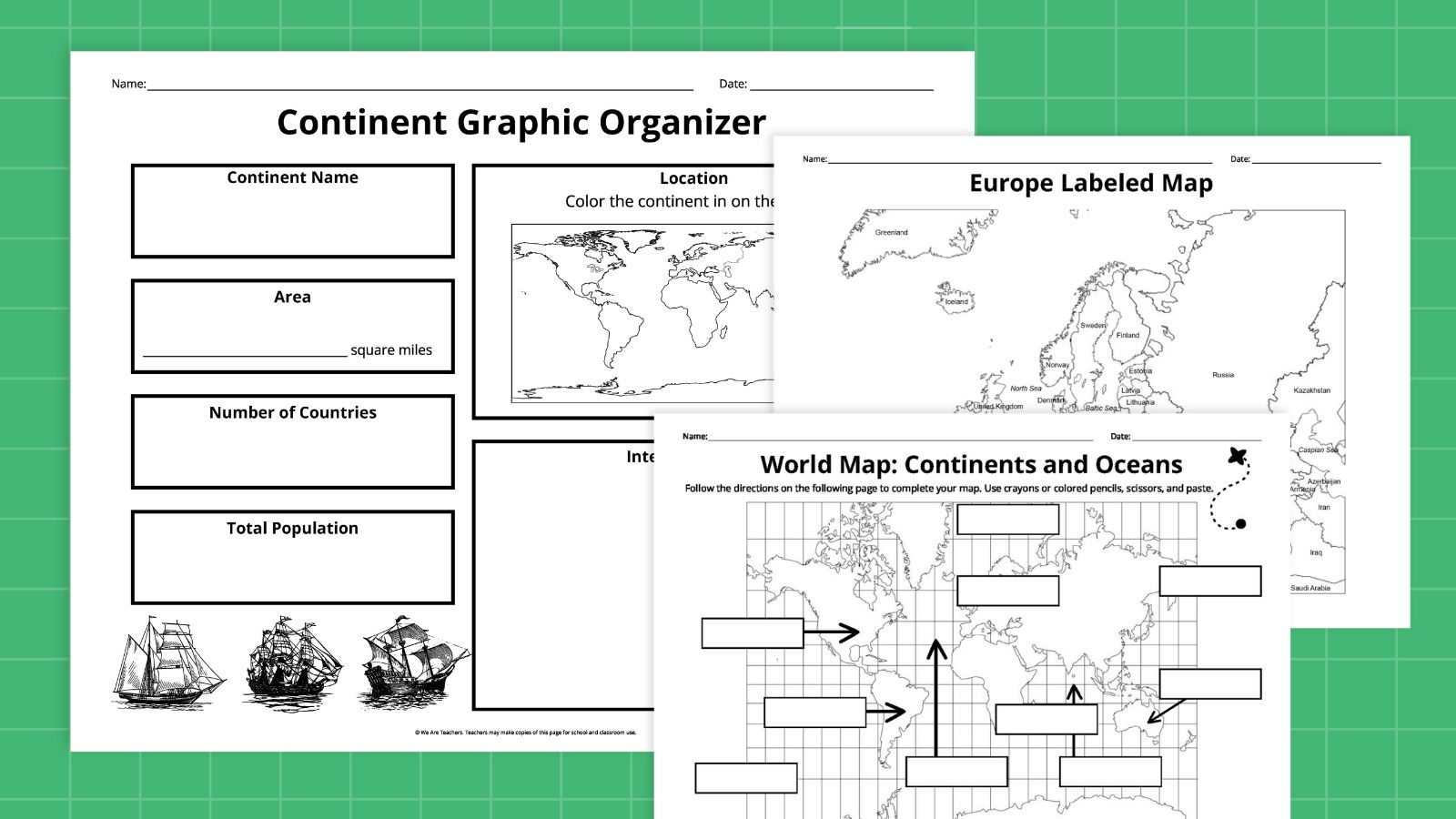 Free Printable Continents And Oceans Map Bundle intended for Printable Map of the Continents and Oceans