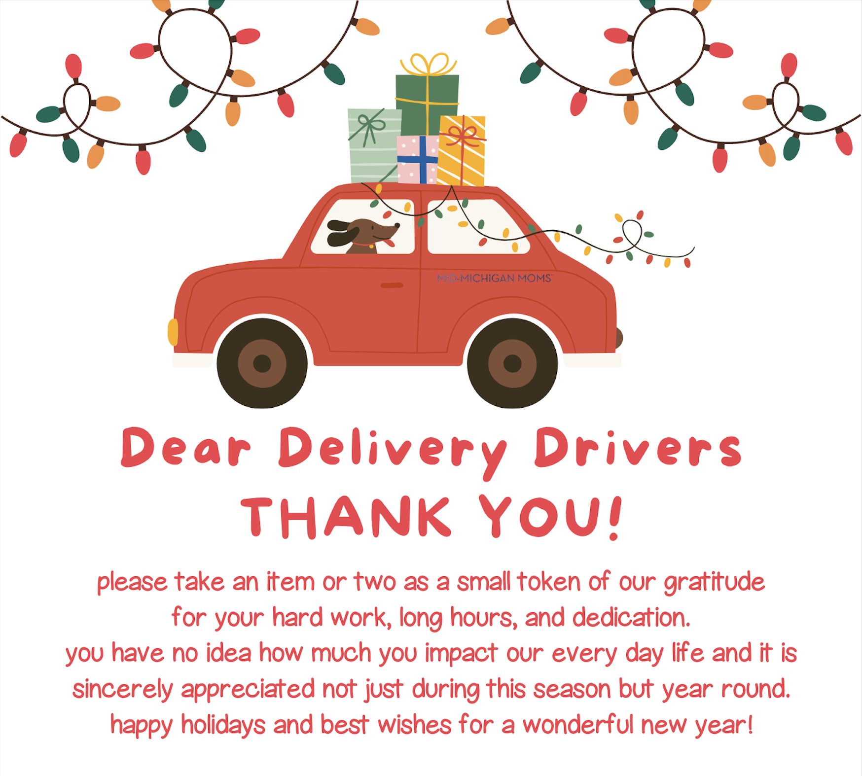Free Printable :: Dear Delivery Drivers Thank You! intended for Thank You Delivery Drivers Sign Printable