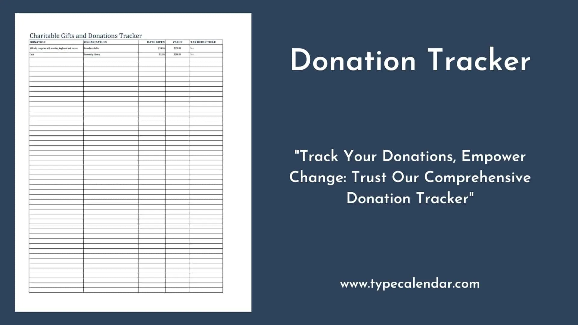 Free Printable Donation Tracker Templates [Excel, Pdf, Word] for Itemized Donation List Printable 2026