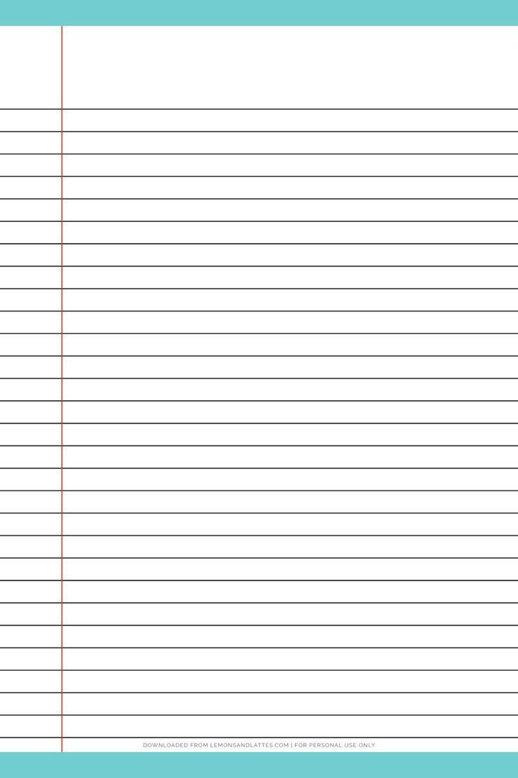 Free Printable Lined Notebook Paper intended for Printable Notebook Paper with Lines
