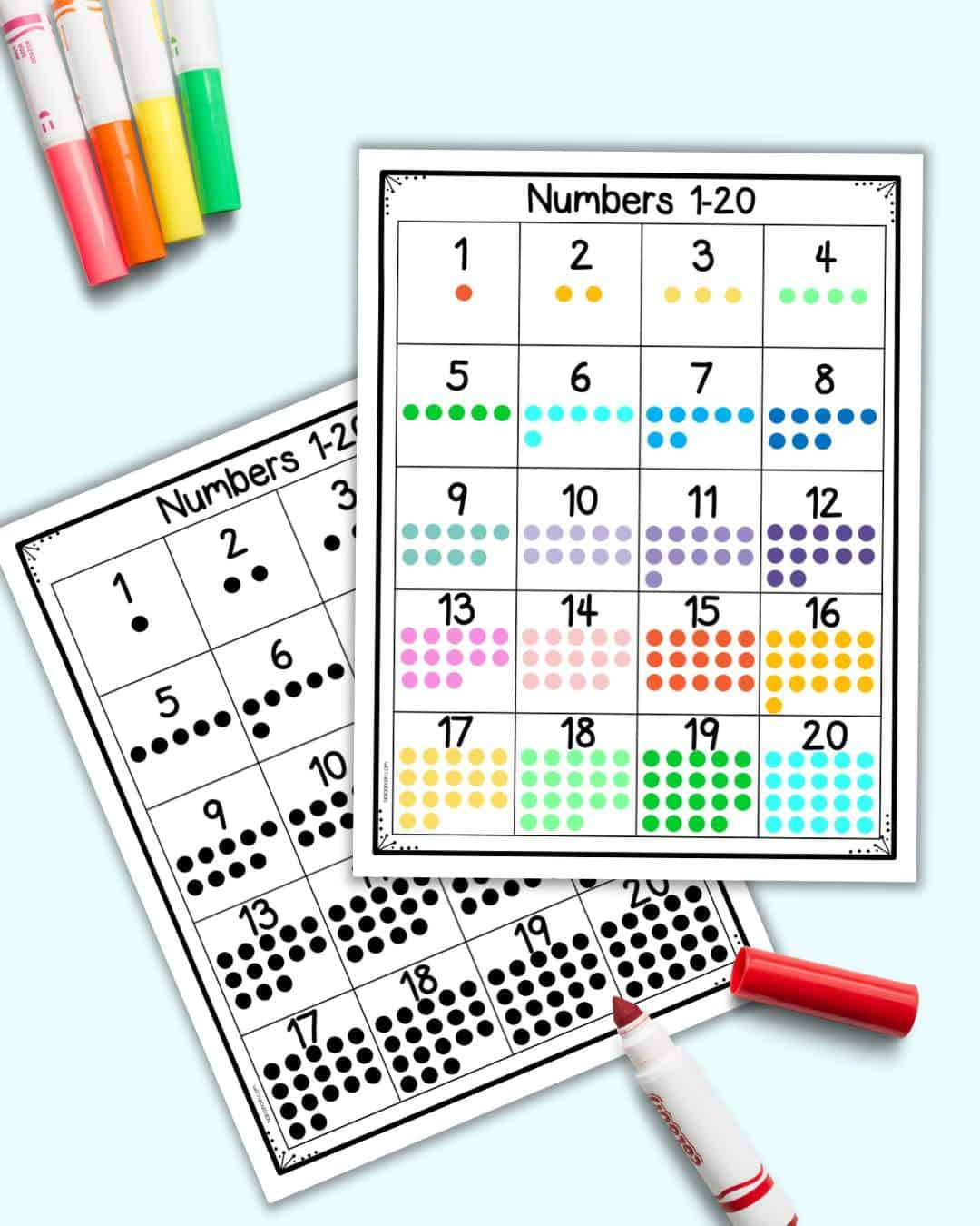 Free Printable Number Chart 1 - 20 For Kindergarten - The Artisan Life for 1-20 Number Chart With Pictures Printable
