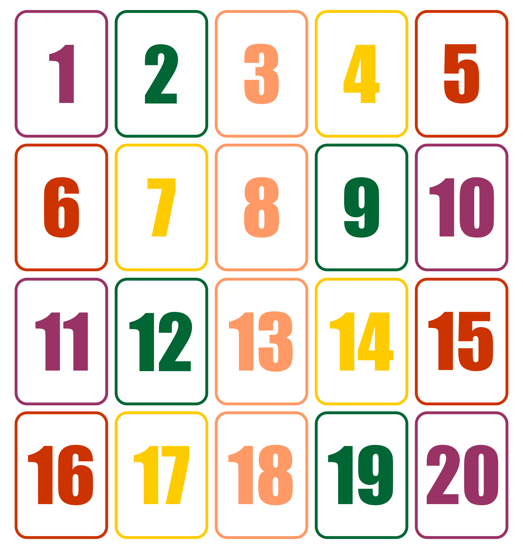 Free Printable Numbers Up To 20, Download Free Printable Numbers throughout 1 to 20 Printable Numbers