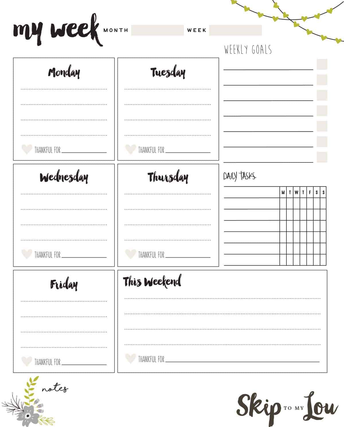 Free Printable Weekly Planner | Skip To My Lou with Free Printable Weekly Planner Template