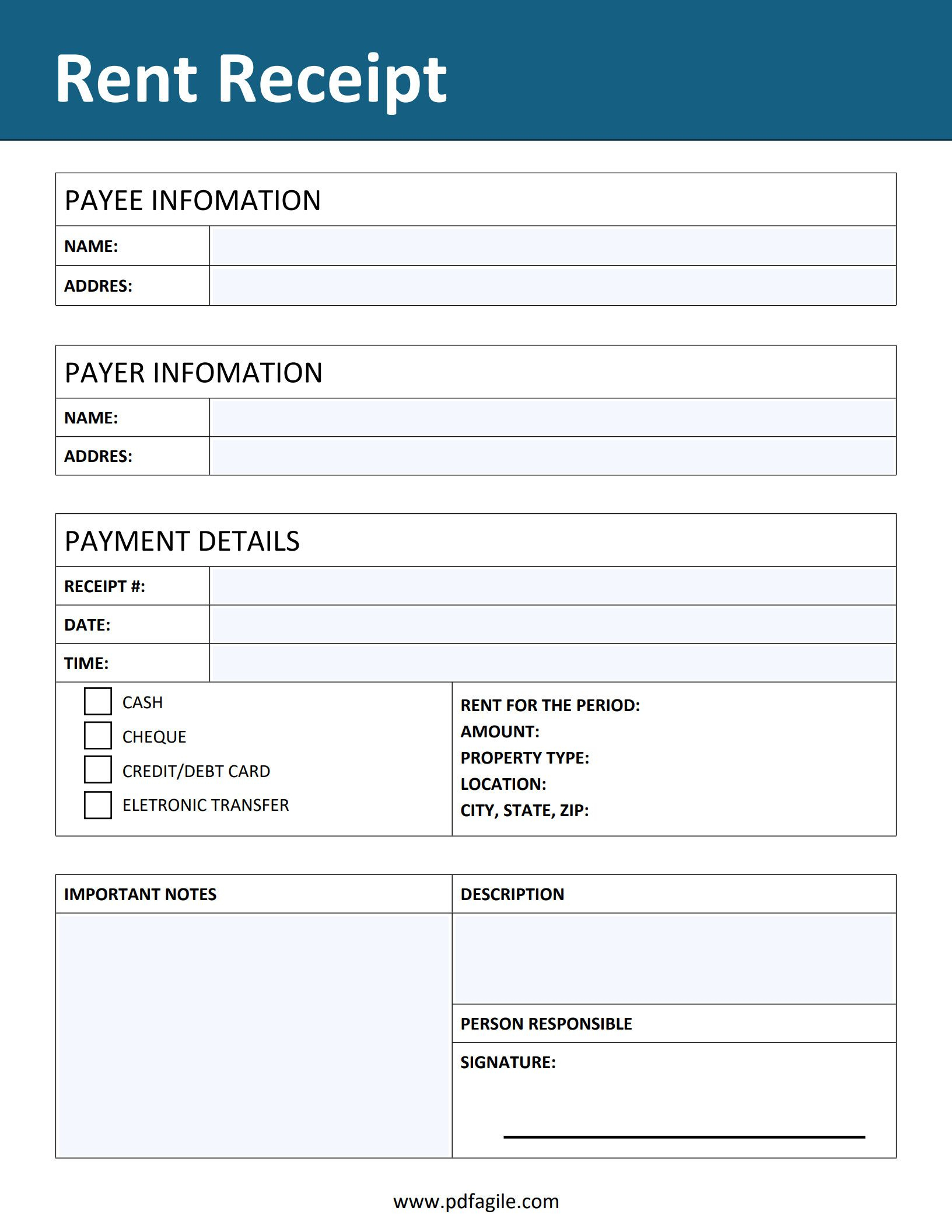 Free Rent Receipt Template | Pdf Agile within Printable Rent Receipt Template