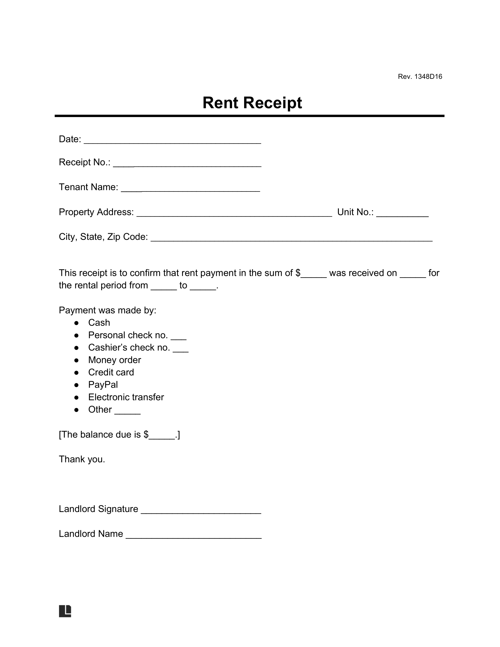 Free Rent Receipt Template | Pdf &amp; Word inside Printable Rent Receipt Template