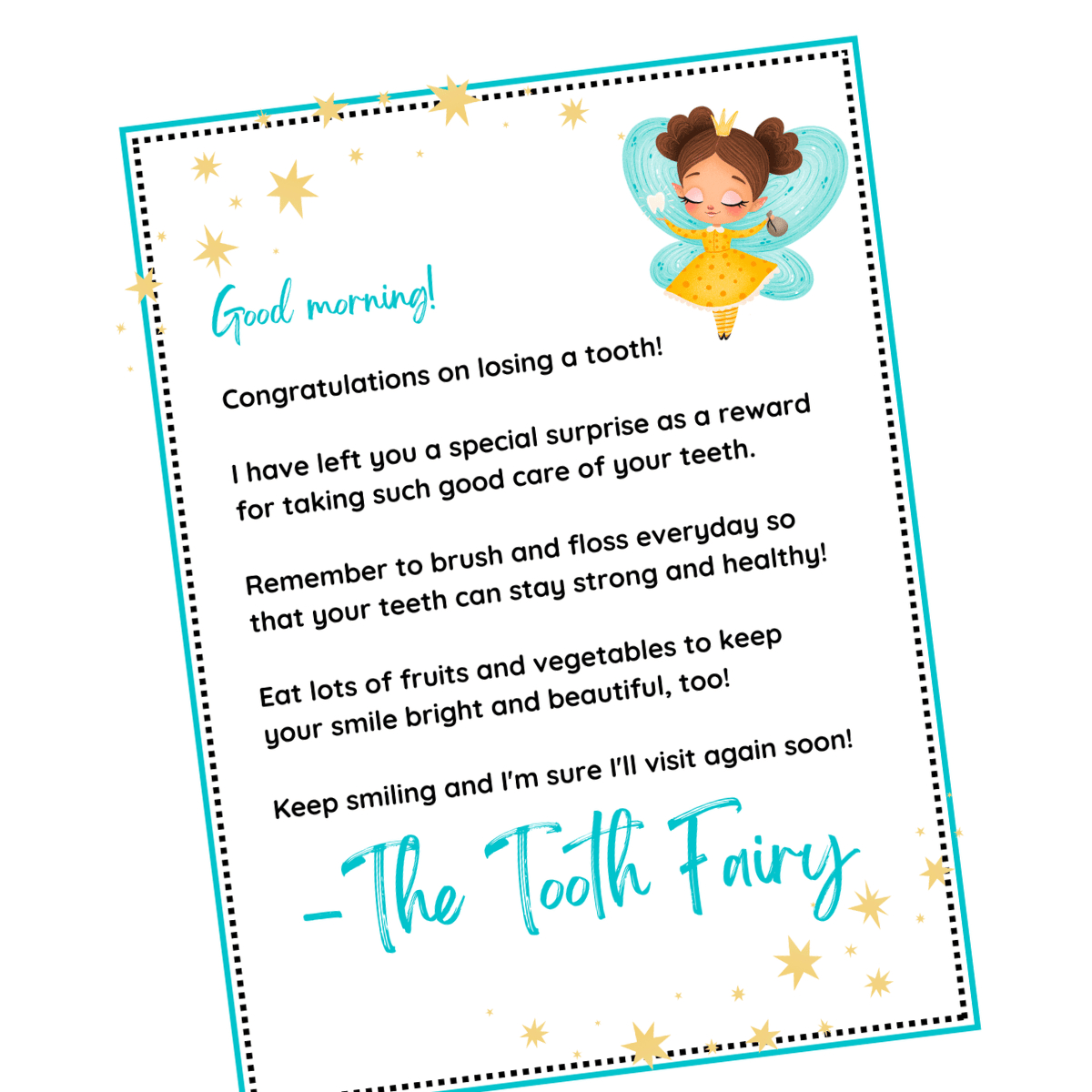 Free Tooth Fairy Letter Printable Your Kid Will Love intended for Printable Letter From Tooth Fairy