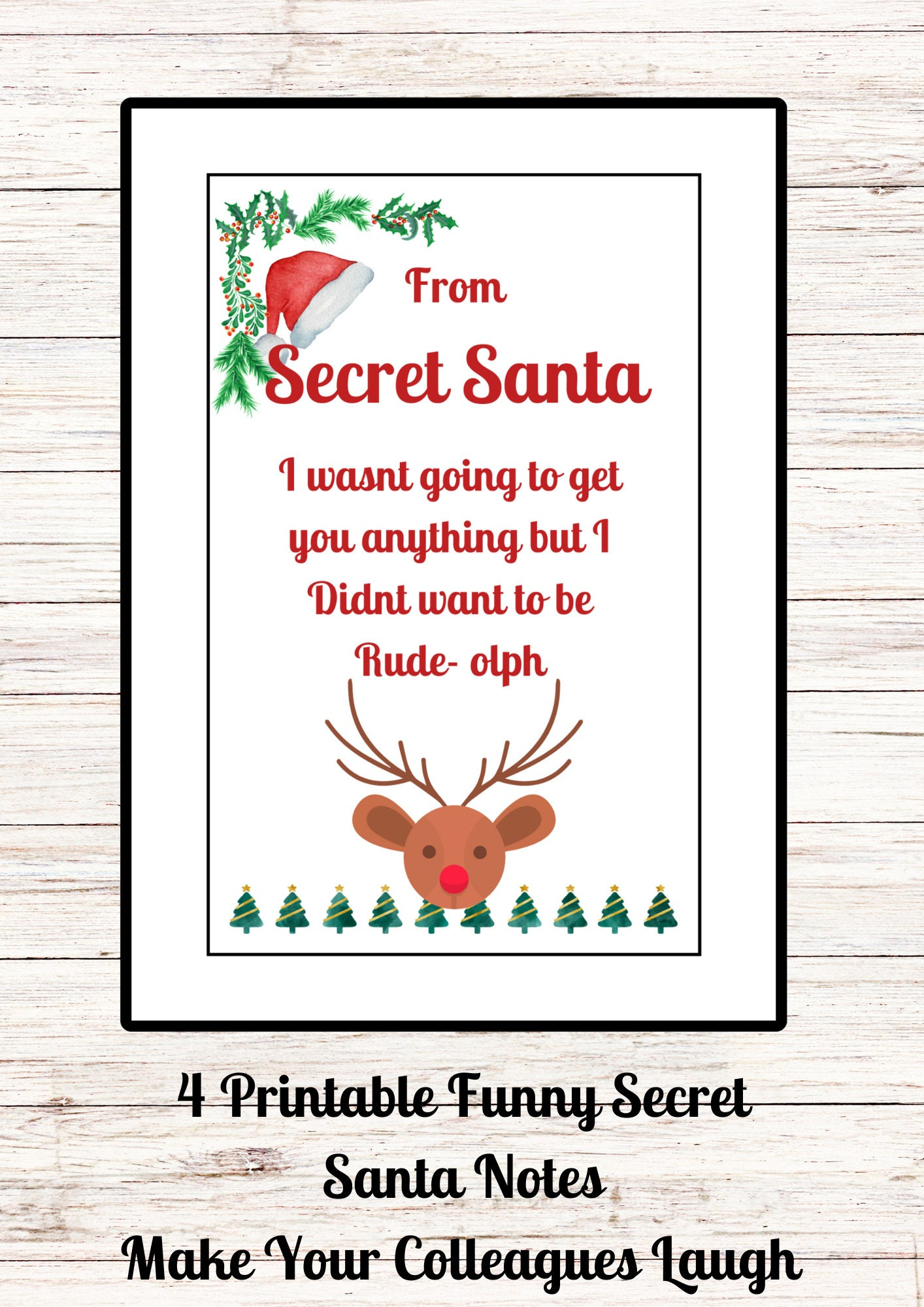 Funny Secret Santa Notes: Printable Gift For Coworkers (4 Designs in Secret Santa Notes For Coworkers Free Printable
