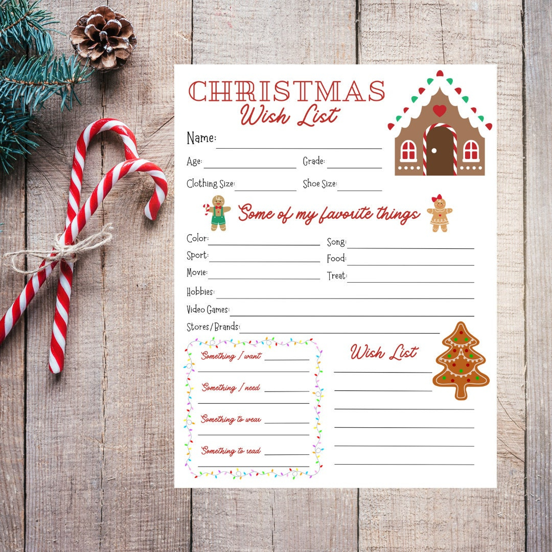 Gingerbread Christmas Wish List Template For Kids (Pdf/Png) - Etsy with Printable Christmas Wish List Maker