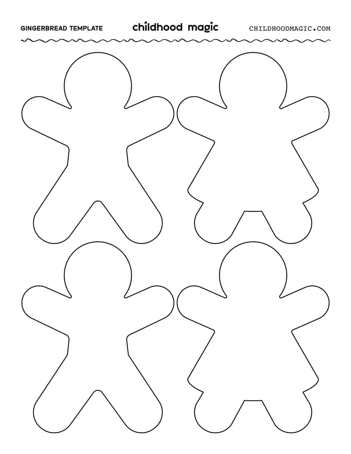 Gingerbread Man Template - Free Printable - Childhood Magic pertaining to Full Page Printable Gingerbread Man Template