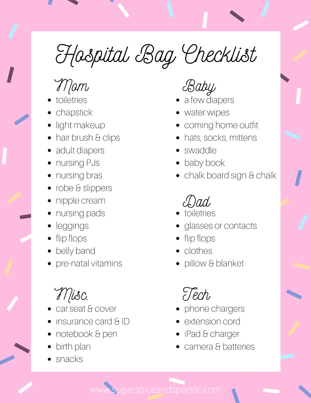 Giving Birth Mom And Baby Hospital Bag Essentials For Mum What&#039;S inside Printable Checklist For Hospital Bag