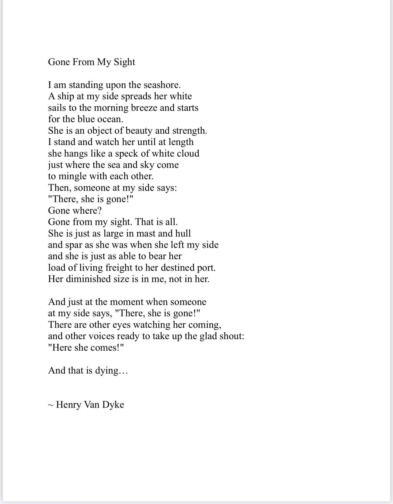 Gone From My Sight Poem Pdf Download throughout Gone From My Sight Printable Version