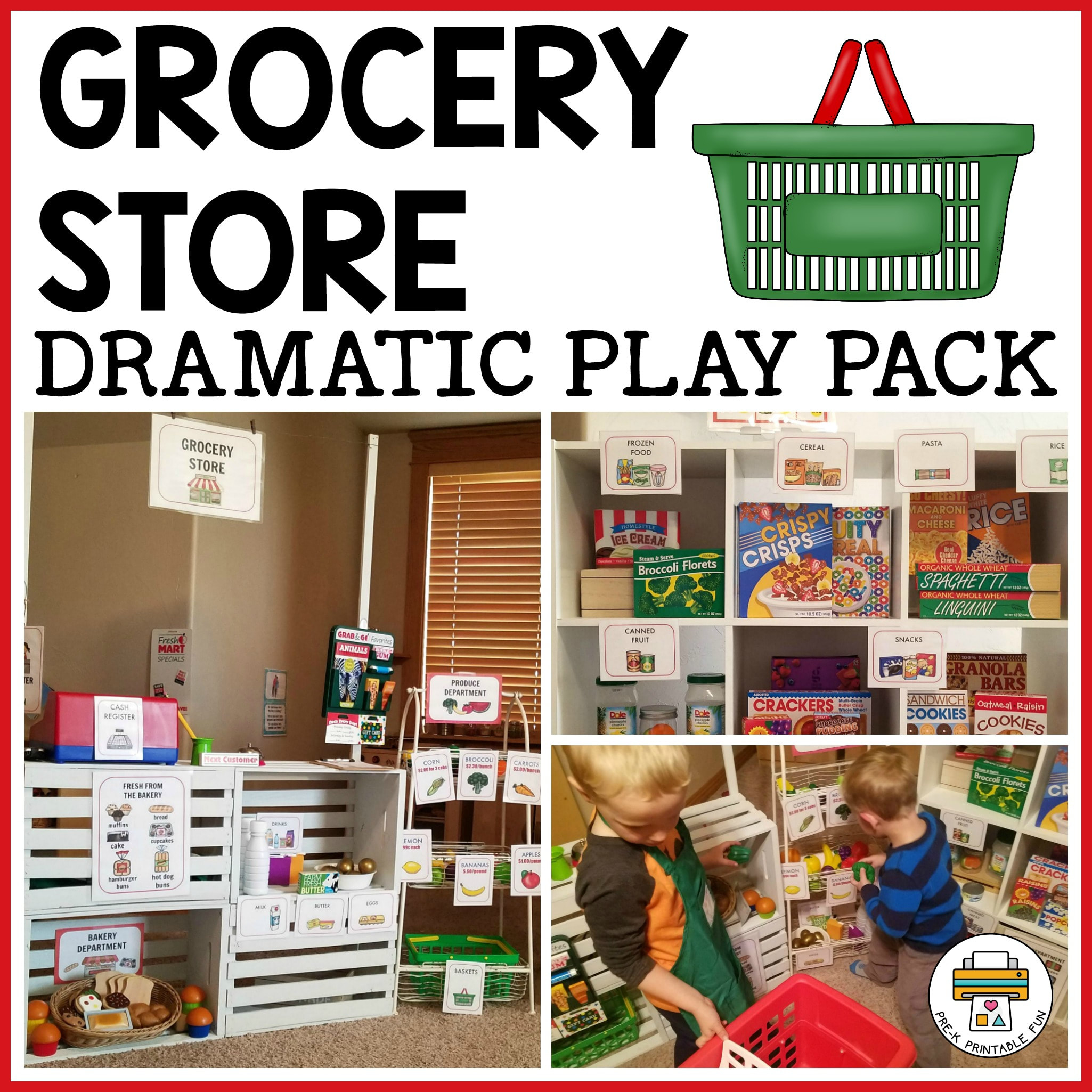 Grocery Store Dramatic Play Pack throughout Dramatic Play Grocery Store Free Printables