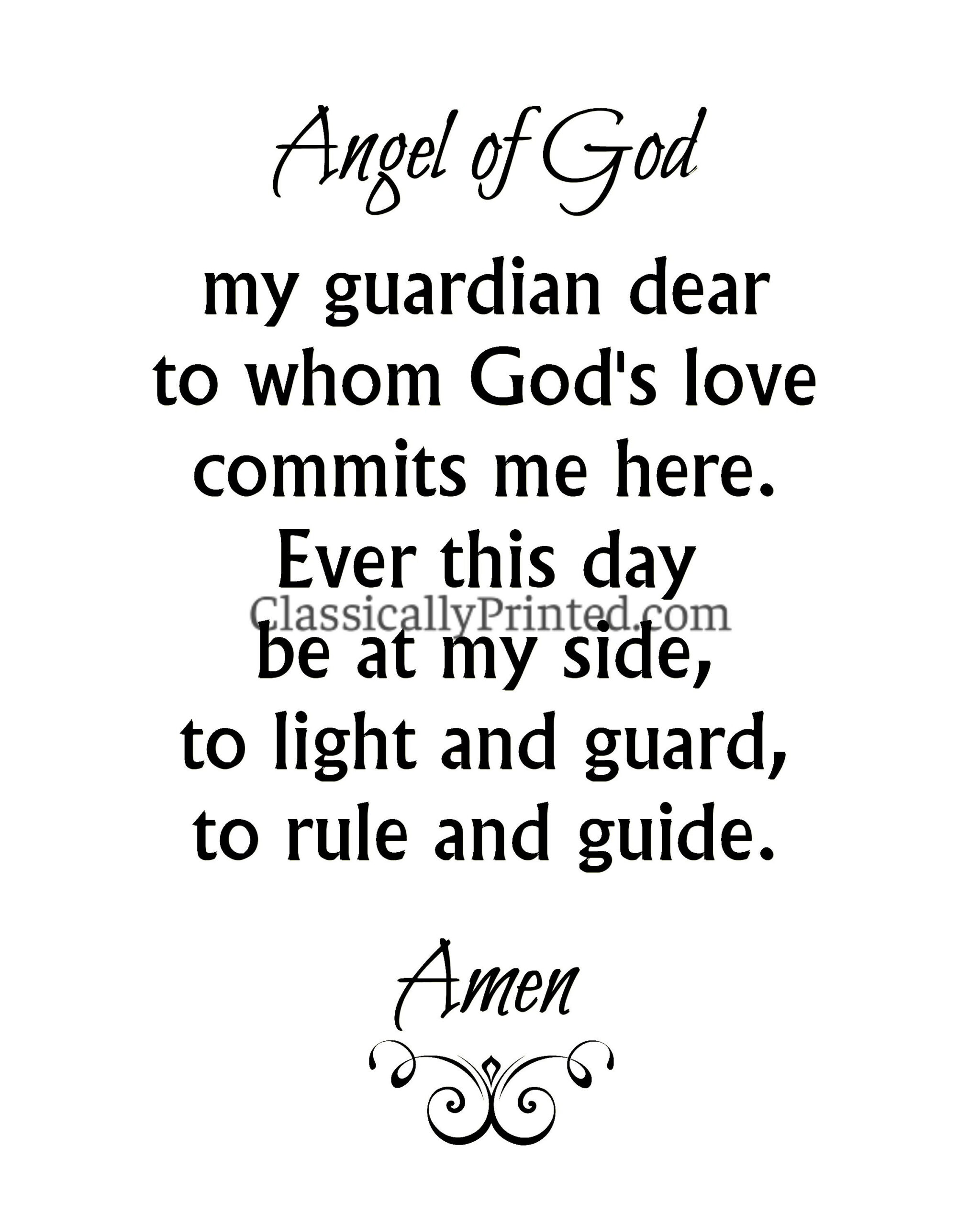 Guardian Angel Prayer Print: Christian Wall Art (5X7, 8X10) Beige throughout Printable Angel Of God Prayer