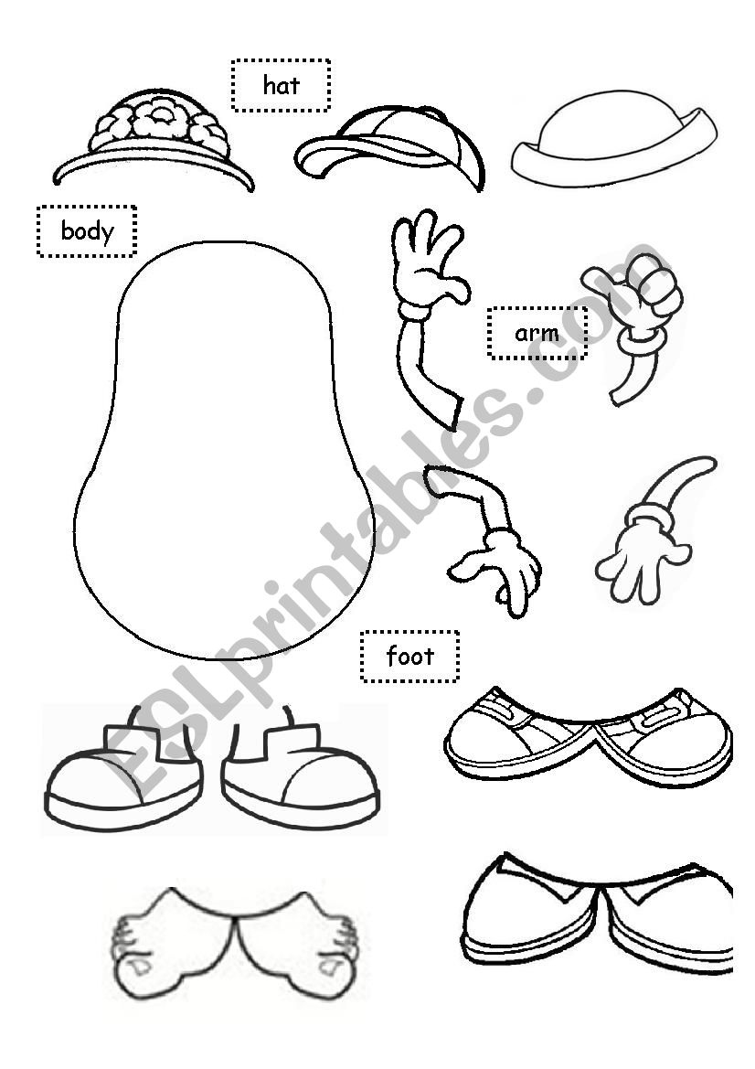Head Printable Potato Head Parts And Pieces Potato Head Pieces throughout Printable Mr Potato Head Pieces