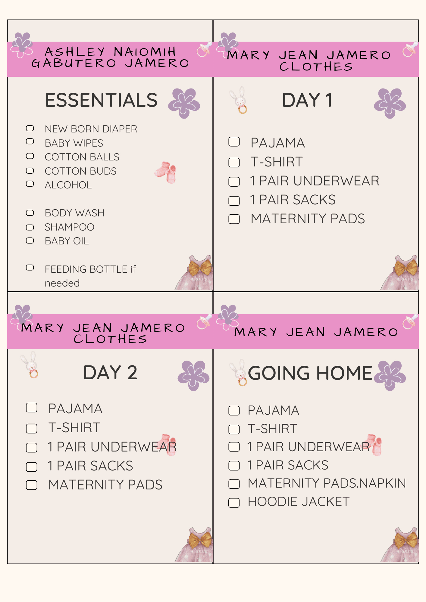 Hospital Bag Checklist For Baby And Mum Baby Hospital Bag for Printable Checklist For Hospital Bag