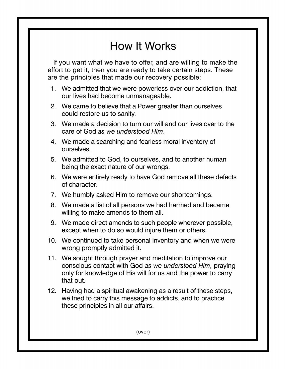 How It Works - Narcotics Anonymous within A.A. How It Works Printable