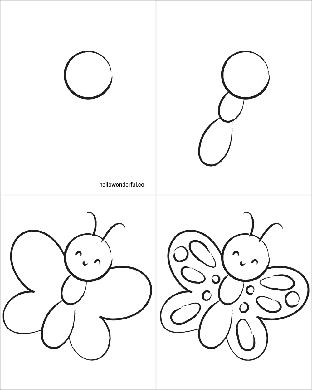 How To Draw A Butterfly - With Printable Guide inside Step By Step Drawing For Kids Printable