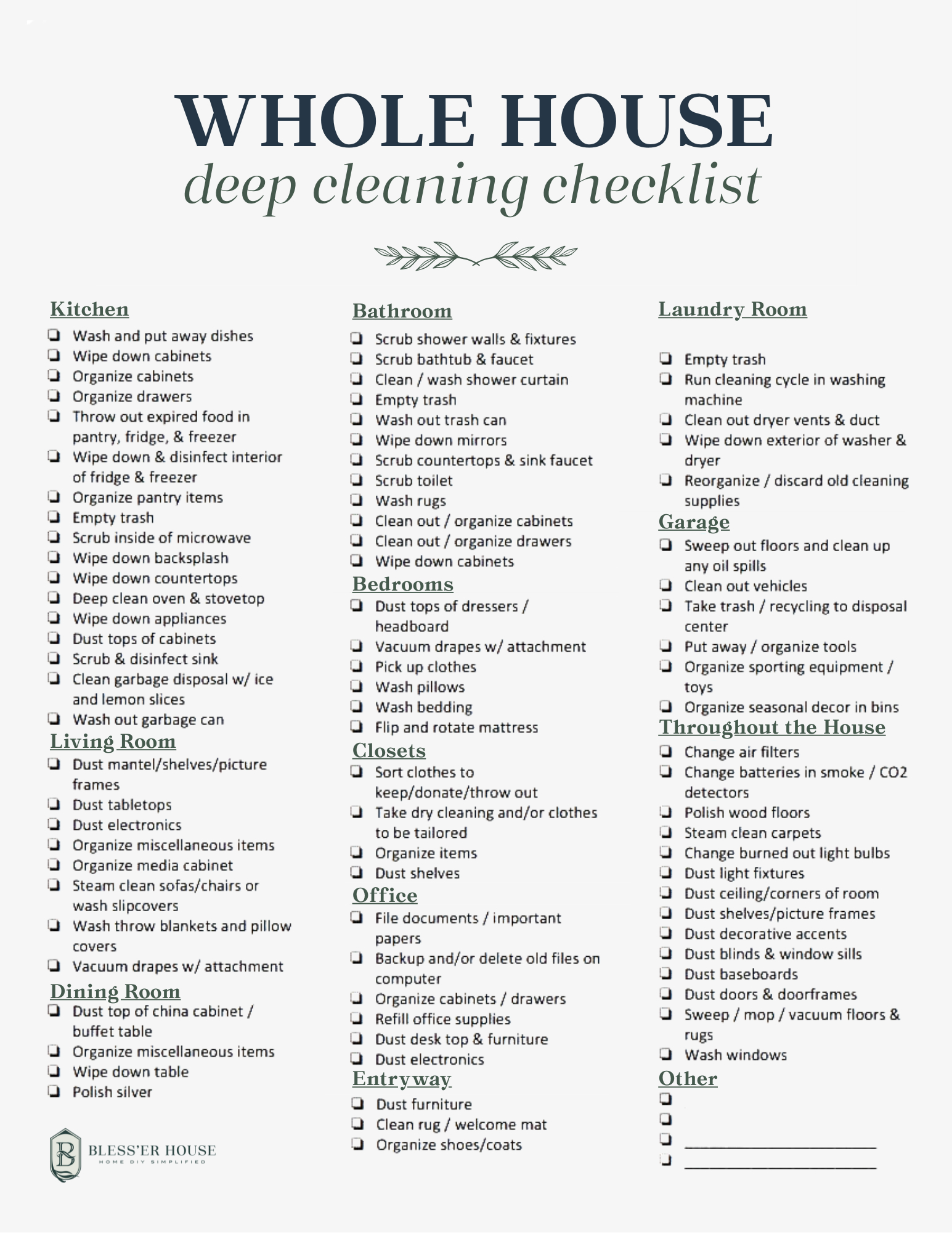How To Enjoy Deep Cleaning Your House + Free Checklist + Cleaning Kit inside Full House Professional House Cleaning Checklist Printable