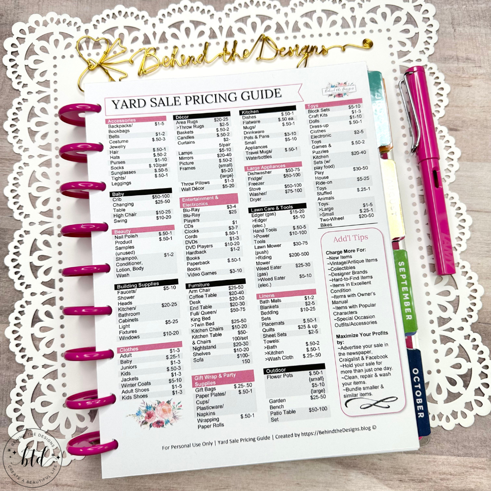 How To Host A Successful Yard Sale + Pricing Guide Printable inside Printable Garage Sale Pricing Guide