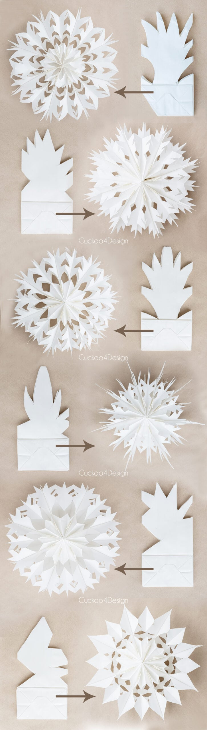 How To Make 3D Paper Bag Snowflakes Using Lunch Bags - Cuckoo4Design regarding Printable Paper Bag Snowflake Template