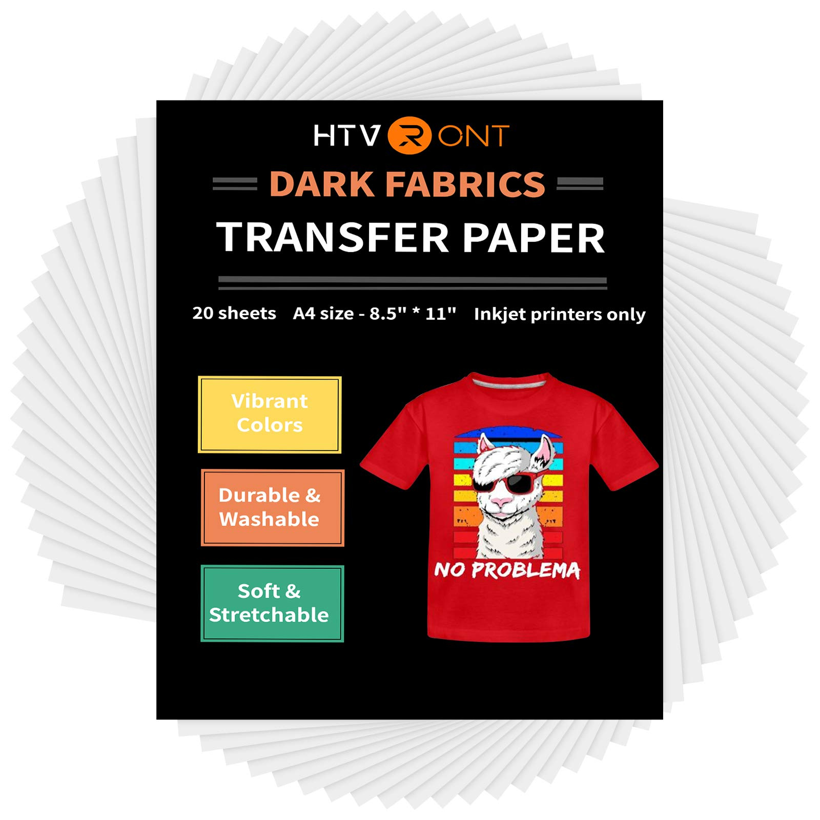 Htvront Heat Transfer Paper For T-Shirts 20 Sheets - Printable intended for Printable Heat Transfer Vinyl For Dark Fabric