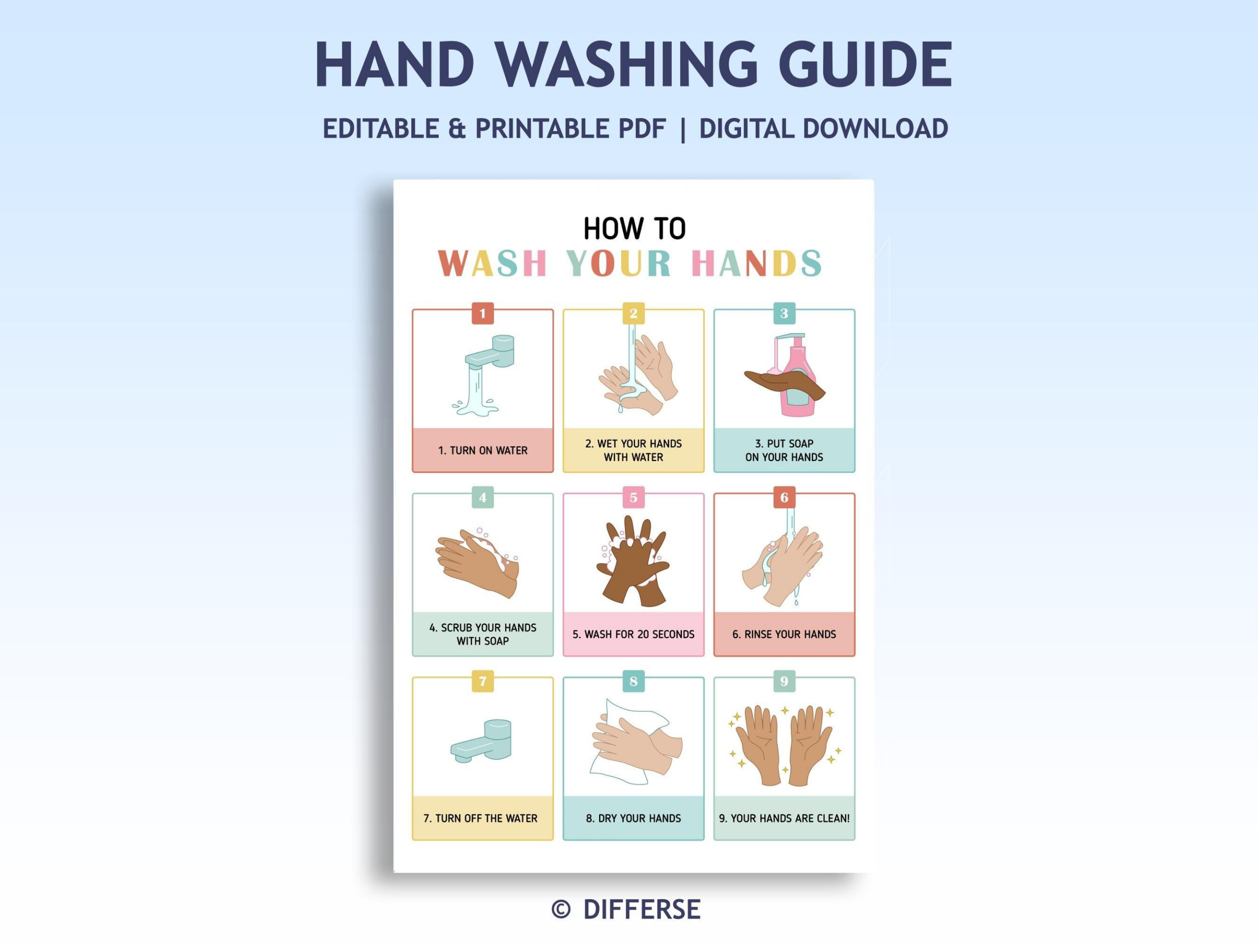 Kids Handwashing - Etsy Australia with regard to 1-20 Chart Printable Washing Hangd
