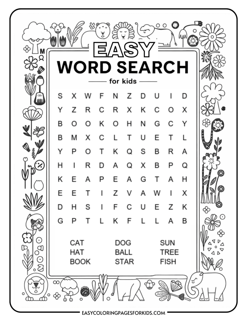 Kindergarten Easy Word Search For Kids (2 Free Pdf Pages) - Easy intended for Printable Word Search Puzzles Easy
