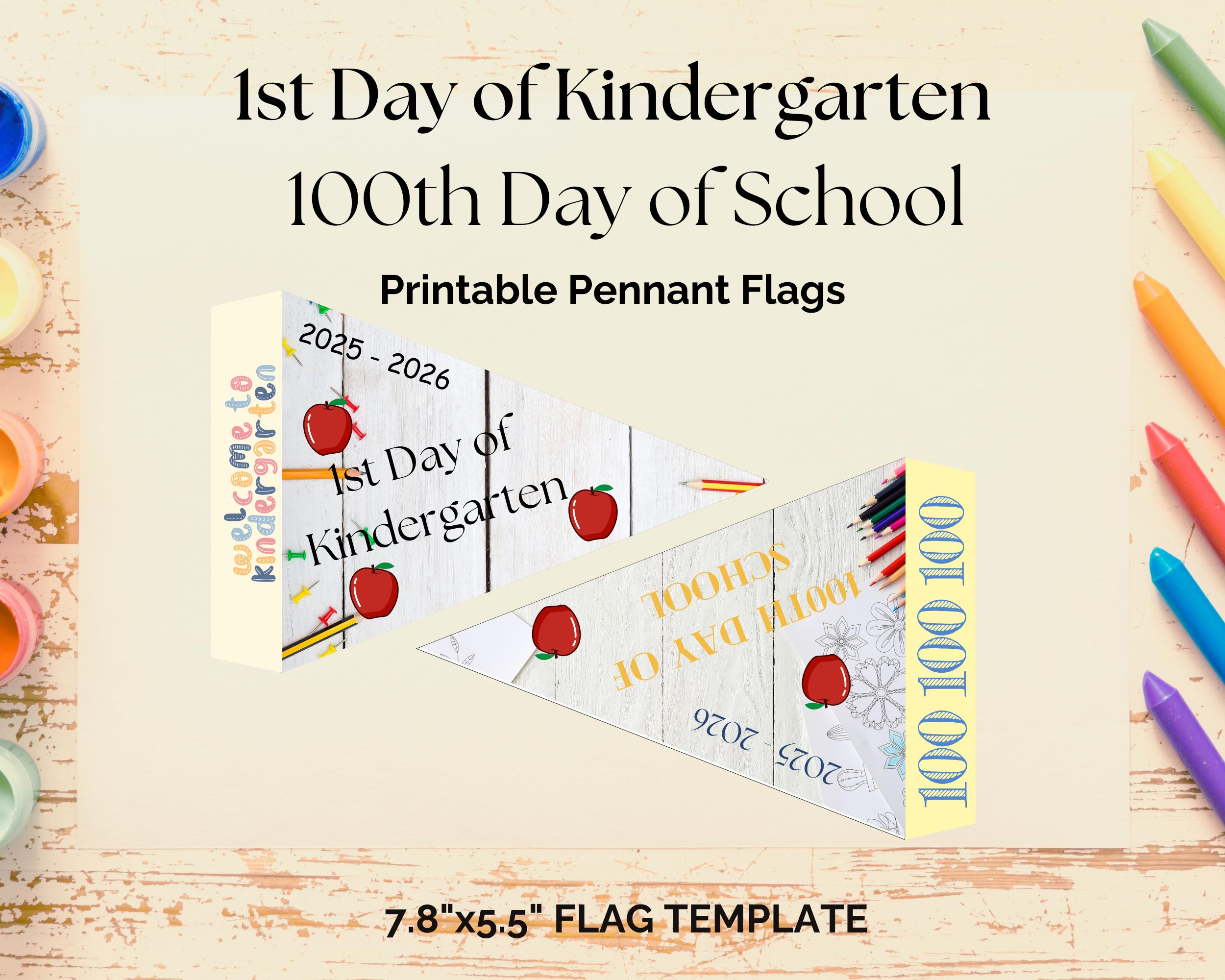 Kindergarten Wimpelkette: Schulanfang & 100.Tag Der Schule intended for 100th Day of School 2026 Printables