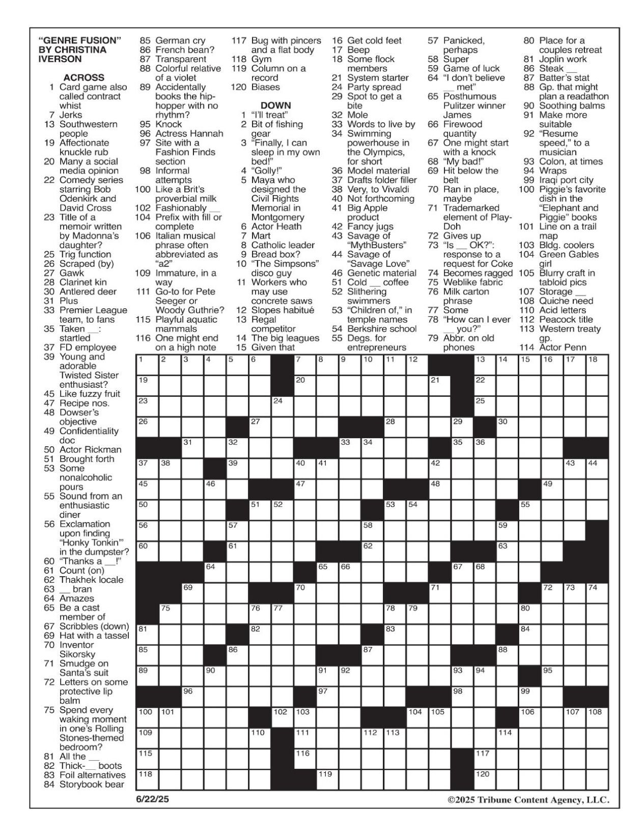 La Times Crossword: June 22, 2025 | Crosswords | Yakimaherald inside La Times Crossword Printable