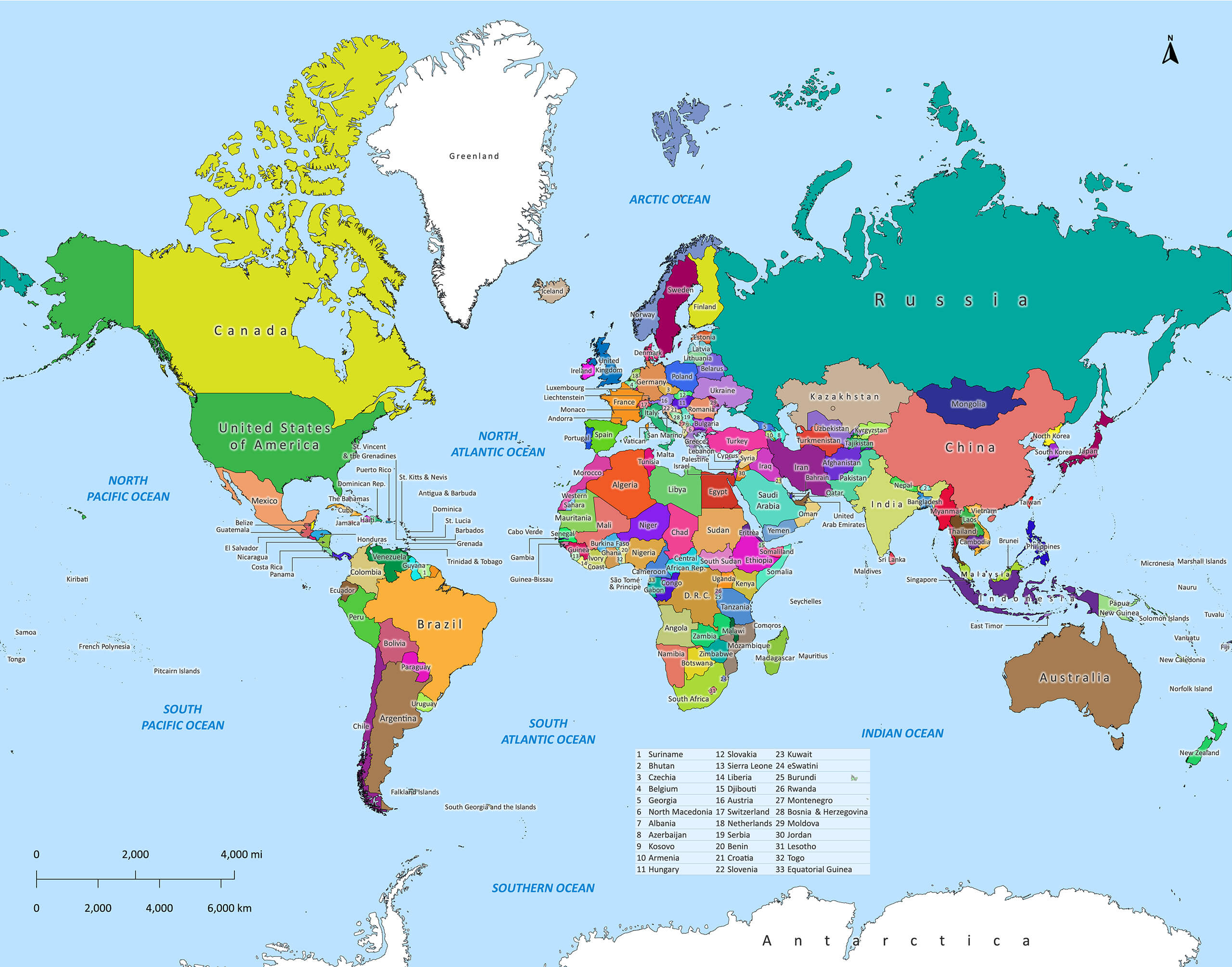 Labeled World Map | Labeled Maps in World Maps With Countries Printable