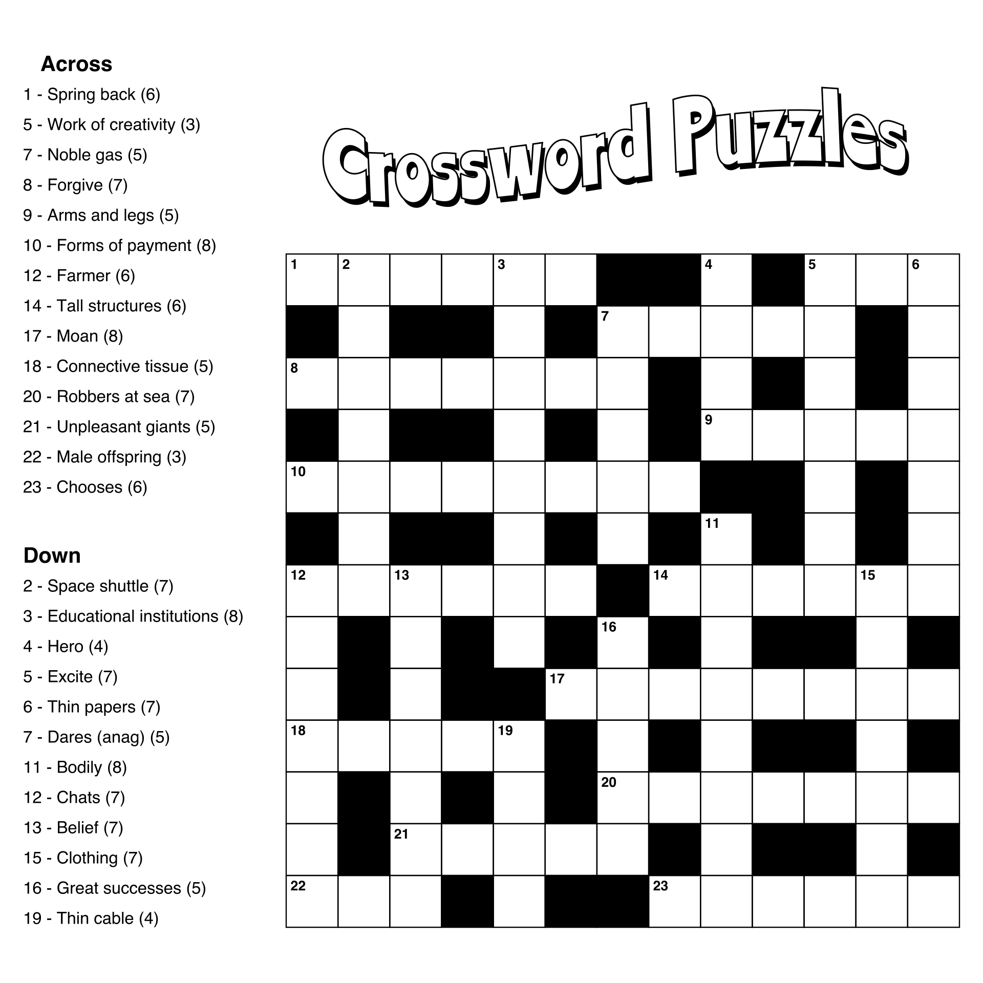 Large Print Easy Crossword Puzzles - 10 Free Pdf Printables in Printable Crossword Puzzles For Seniors