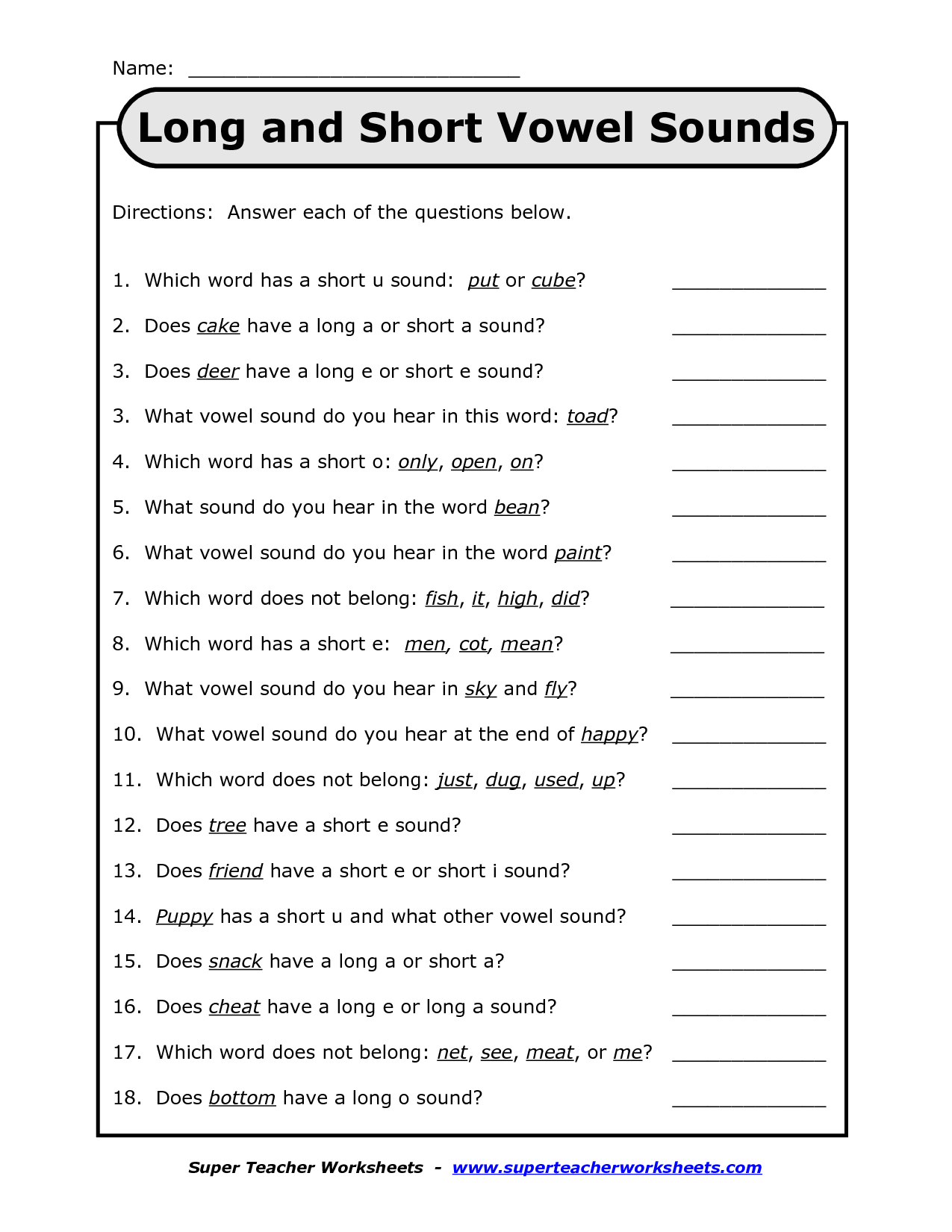 Long Or Short Vowel Sound? Worksheet For Kids - Worksheets Library within Printable Long And Short Vowel Sounds Worksheets