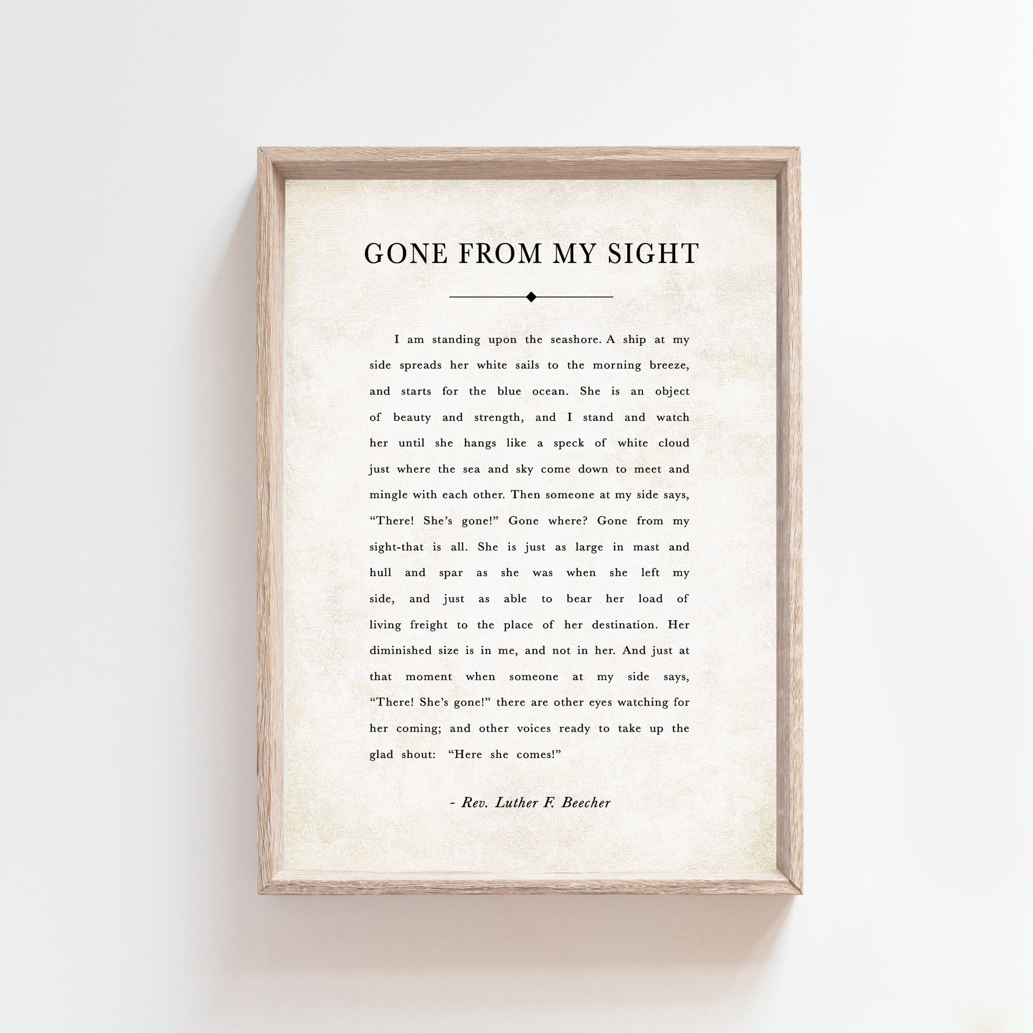 Luther Beecher Grief Poem Print, Sympathy Gift (Digital Download regarding Gone From My Sight Printable Version