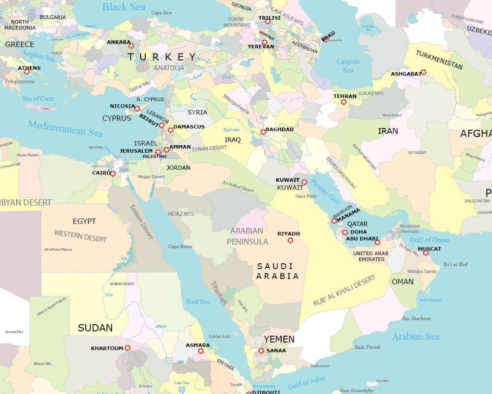 Map Collection Of The Middle East - Gis Geography regarding Map Of Middle East Printable
