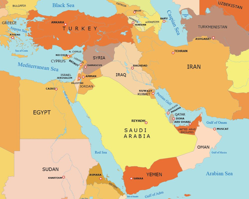 Map Collection Of The Middle East - Gis Geography within Map of Middle East Printable