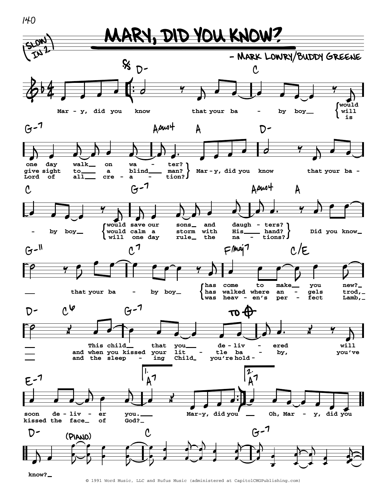 Mary, Did You Know? (Real Book Melody, Lyrics &Amp; Chords in Printable Lyrics For Mary Did You Know