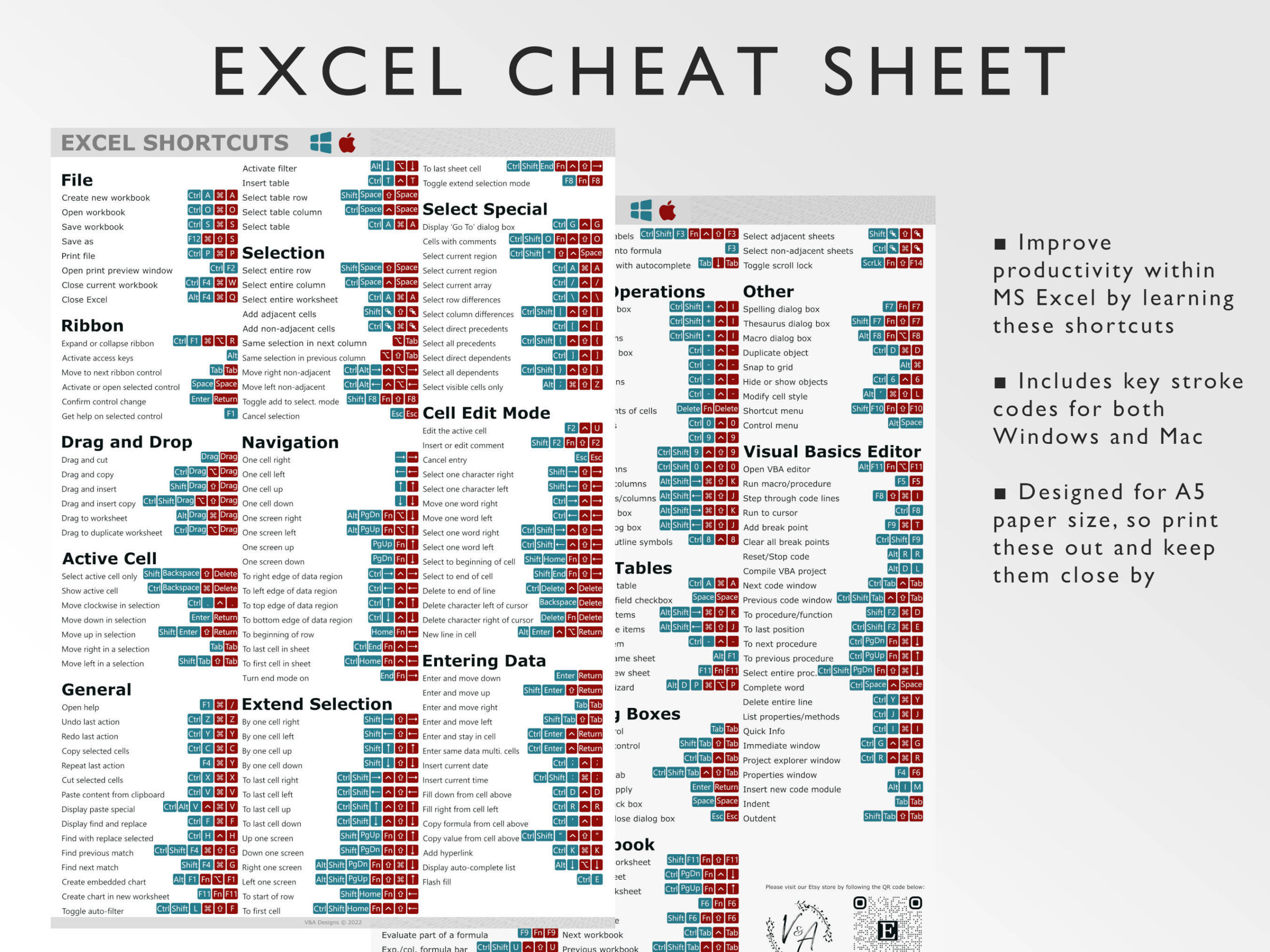 Microsoft Excel Shortcuts | Printable Excel Cheat Sheet | Workbook for Printable Excel Formulas Cheat Sheet