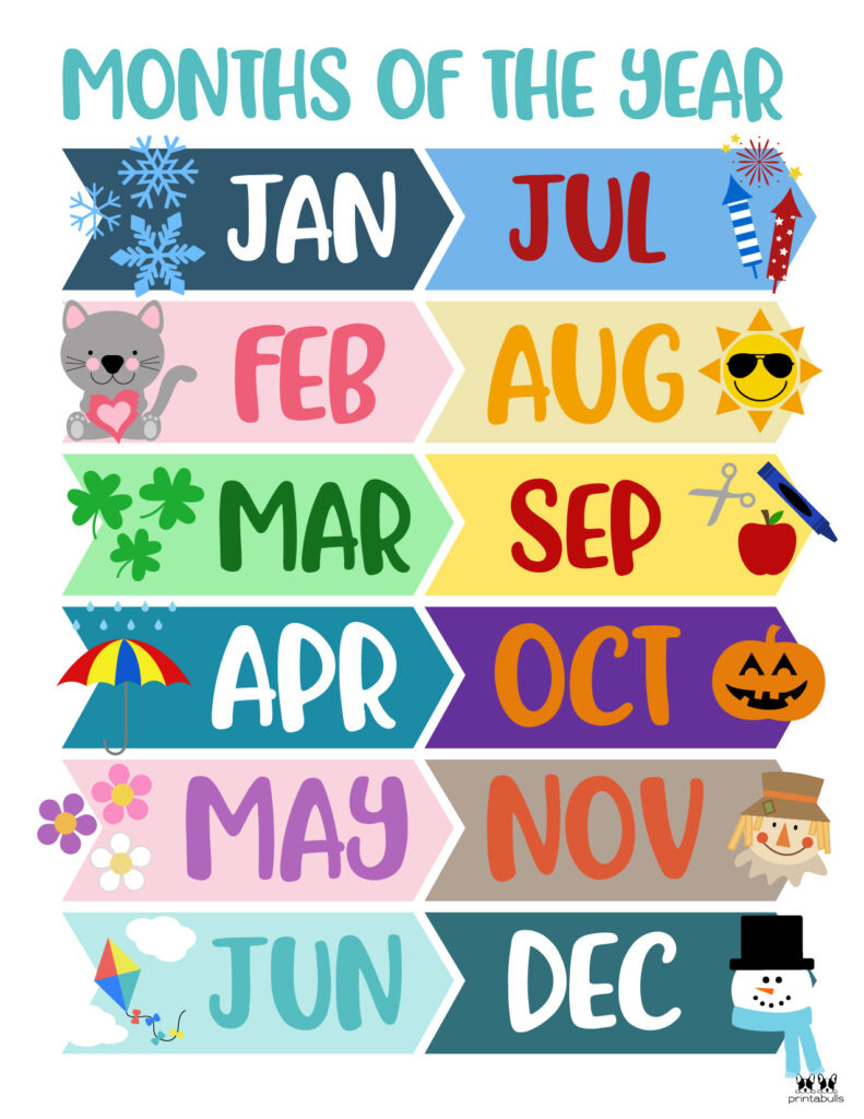 Months Of The Year Worksheets & Printables | Printabulls with Months Of The Year Printable Free